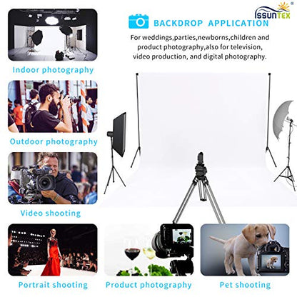 ISSUNTEX 10X24 ft Background Muslin Backdrop, Photo Studio, Collapsible High Density Screen for Video Photography and Television-White - color: White, size: 10X24 ft