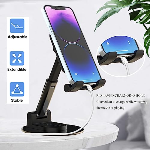 Meetuo Rotatable Cell Phone Stand for Desk, Phone Holder | Height Angle Adjustable, Portable Phone Stand, Compatible for Smartphones iPhone, Desktop