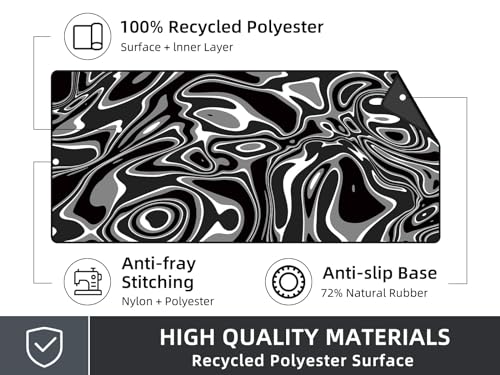 Rinaze Large Gaming Mouse Pad with Superior Micro-Weave Cloth, Extended Desk Mousepad with Stitched Edges, Anti-Slip Keyboard Pad for Computer, Home and Gaming - color: Silver