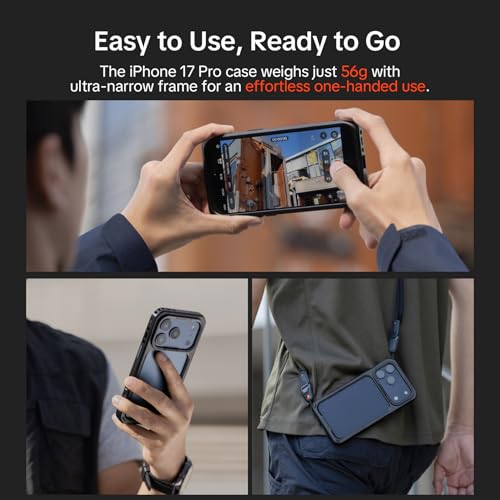 PGYTECH ProShot Phone Case for iPhone 17 Pro, Aluminum Alloy Protective Cage with 4 Expansion Ports, 3 Strap Holes & Silicone Liner for Heat Dissipation Black - style: Phone Case for iPhone 17 Pro