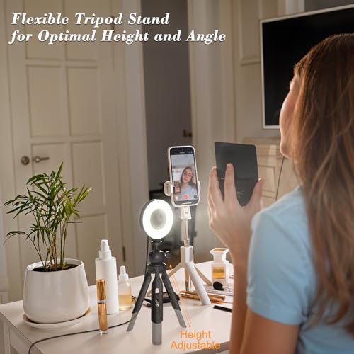 Ring Light with Tripod and Clamp, [3 Color, 5 Brightness & Timer] USB Plug Clip On Lights for Laptop Working Distance Learning Zoom Call Self Broadcasting Live Streaming Video Conference Lighting