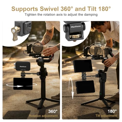 Adjustable Camera Monitor Mount with Quick Release NATO Clamp, Cold Shoe Mount, 360° Rotatable Field Gimbal Monitor Holder for DJI RS 4 Mini/RS 4 / RS 4 Pro/RS 2 / RSC 2 / RS 3 / RS 3 Pro/RS 3 Mini - color: W2203