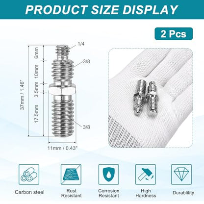 PATIKIL Tripod Screws Adapter 1/4" to 3/8" Male Thread Reducing Screw Tripod Mounting Thread Converter for Tripod Monopod of Camera, 2Pcs - size: E8