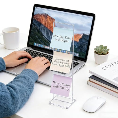 4Pack Computer Monitor Memo Board Acrylic Monitor Sticky Note Holder Clear Sticky Notes Organizer Portable Message Panel Reminder Office Desk Accessories for Office Home