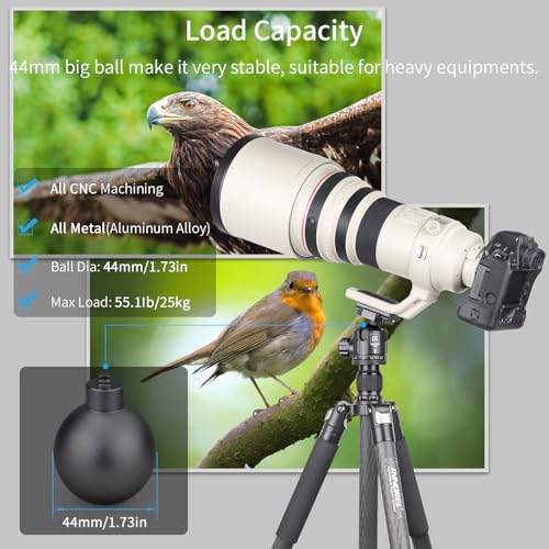 Low Profile Tripod Ball Head-INNOREL N44, Black, Panoramic CNC Metal Camera Tripod Ball Head with Two 1/4" Screw Arca Swiss Quick Release Plates for Tripod,Monopod,DSLR,Camcorder,Max Load 55lbs/25kg - size: N44-Black