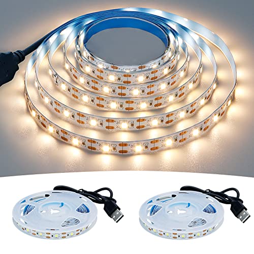 USB LED Strip Light Natural White 4000K 5V USB Powered 13.12ft/4M 240LEDs Flexible SMD2835 High Brightness No-Waterproof IP20 LED Tape Lights(2pcs x 6.6ft) - color: Natural White