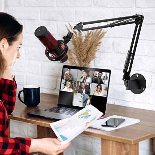 YOUSHARES Wall Mount Boom Arm - Microphone Holder for Stand, Vertical Surface Mount and Freely Swiveling Metal Clip Suitable for Saving Desk Space, Mic Stand Accessories - color: Wall Mount Stand
