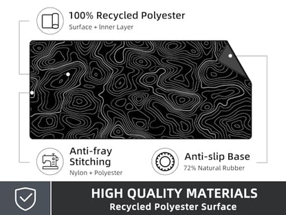 Rinaze Extra Large Gaming Mouse Pad with Black Topographic, XXL Mousepad, Big Mouse Mat Desk Pad, Non Slip Keyboard Pad for Gaming Computer Laptop PC Office Desk Accessories - color: Black