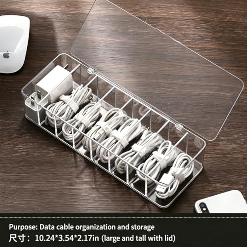cord organizer box, 10.2 x 3.5 x 2.2in, Desktop Cord Organizer with Compartments (1)