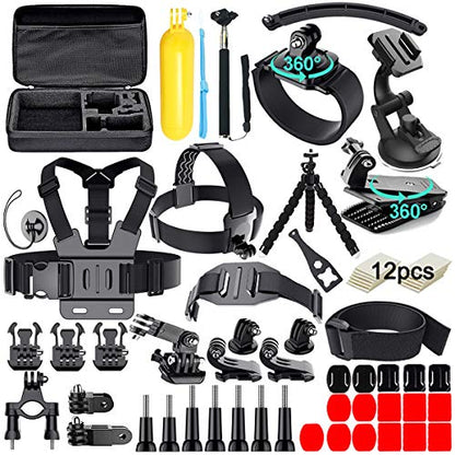 61 in 1 Action Camera Accessories Kit for GoPro Hero 13 12 11 10 9 8 7 6, Gopro Max, GoPro Fusion, Xiaomi, Insta360, DJI Osmo Action, AKASO APEMAN, Campark, SJCAM