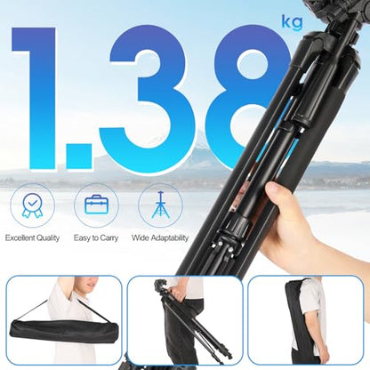 68” Professional Tripod Stand,Tripod for Camera & Cell Phone with Carry Bag and Phone Holder,Sturdy & Stable,Max Load 11Lb(Black),Compatible with Canon Nikon,Smartphone