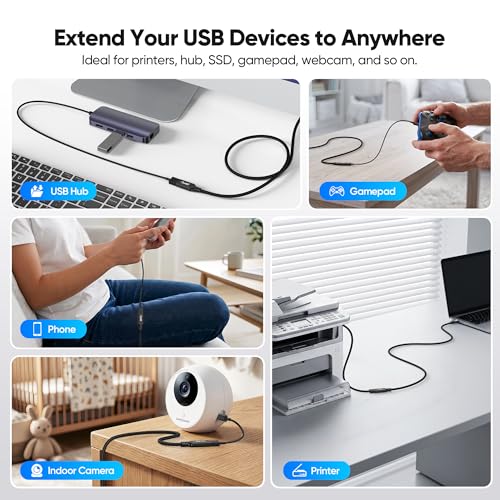USB Extension Cable Extra Long 23 FT /7M, USB 3.0 Extender Cable 5Gbps Data Transfer and Charging Supported, USB Male to USB Female Cable for Printer, Scanner, Webcam, Keyboard, Mice, USB hub - size: 23FT