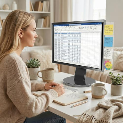 JJUNW 4 Pcs Monitor Memo Board, Computer Monitor Sticky Note Holder Acrylic Desk Accessories, Transparent Side Note Desktop Memo Board for Office Home Desktop