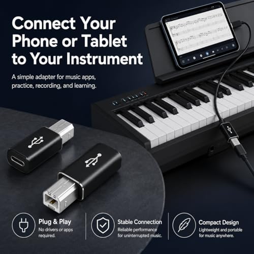 USB B to USB C Adapter, Computer-Cable-USB-to-USB-Adapters, Type C Female to USB Male, Support Data Sync, for Scanner, Printer, Camera, Electric Piano, Laptops