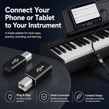 USB B to USB C Adapter, Computer-Cable-USB-to-USB-Adapters, Type C Female to USB Male, Support Data Sync, for Scanner, Printer, Camera, Electric Piano, Laptops