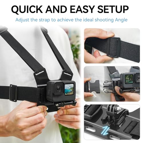 Mobile Phone Chest Strap Harness Mount Head Strap Holder Kit for VLOG/POV, Compatible with iPhone, Samsung, GoPro Hero 9, 8,7, 6, 5, 4, 3,2, 1, DJI Osmo,and Action Cameras