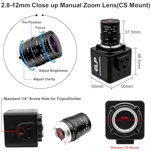 USB Camera 1080P High Speed 260fps 2.8-12mm 4X Optical Zoom Lens 2MP USB Webcam Manual Close up Zoom in and Out,UVC Computer Comference Golf Swing Camera for Raspberry Pi Windows Mac - color: 260fps USB Camera with 2.8-12mm Zoom Lens