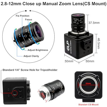 USB Camera 1080P High Speed 260fps 2.8-12mm 4X Optical Zoom Lens 2MP USB Webcam Manual Close up Zoom in and Out,UVC Computer Comference Golf Swing Camera for Raspberry Pi Windows Mac - color: 260fps USB Camera with 2.8-12mm Zoom Lens