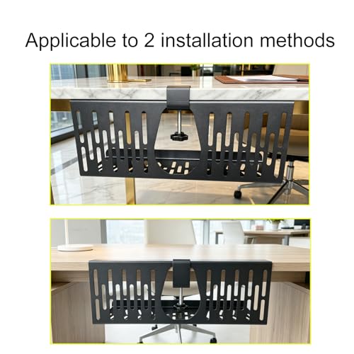 Under Desk Cable Management Tray, Cord Organizer for Desk Cable Management Tray Under Desk with Clamp for Home Office, Standing Desk (2Pack Black)