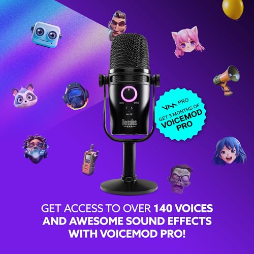 Hercules Stream Starter Kit, Includes Stream 100 and HUD-600 USB Microphone + 3 Months Voicemod Pro, Core Streaming apps pre-Integrated (OBS, Streamlabs), Compatible with PC Only - style: Starter Kit
