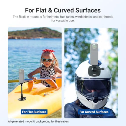 NEEWER Flexible Helmet Mount with Extension Pole Compatible with Insta 360 GoPro DJI, Adhesive Action Camera Holder Base Adapter for POV Video Recording Live Streaming, for 1/4" Accessories, AC060 - style: AC060