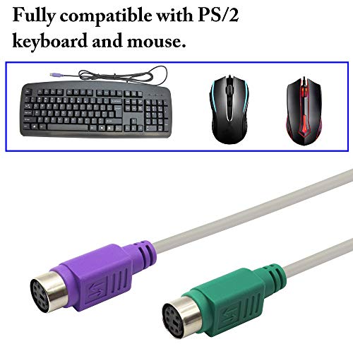 12Inch White PS/2 to USB Adapter Keyboard Mouse Converter Cable,USB Male to Dual PS2 Female Y Splitter Cable,Support Win98/ME/2000/XP/7/8/8.1,etc.(30cm/1Pack) - color: White