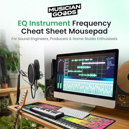 Instrument Frequency EQ Cheat Sheet Mousepad – 80×30cm (31.5"x11.8") & 35×25cm (13.8"x9.8") – Studio Desk Mat for Music Producers, DJs & Engineers – LED Version Available - size: (Regular (250x350mm))