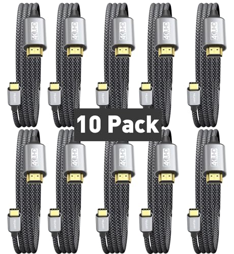 UANTIN USB C to HDMI Cable 6Ft for Home Office 4K High-Speed 10-Pack | USBC to HDMI Cord [Thunderbolt 3/4/5 Compatible] with MacBook Neo, Galaxy S9 to S25, iPhone 17 Pro/Max, iPad Pro, Surface - size: 6FT, style: 10 Pack