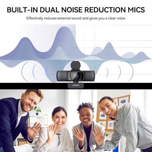 AUSDOM AF640 1080P Webcam with Microphone, 90°FOV USB PC Camera Webcam with Privacy Cover, Plug and Play Computer Camera for Online Calling/Conferencing, Zoom/Skype/YouTube, Laptop/PC - style: 1080p Webcam