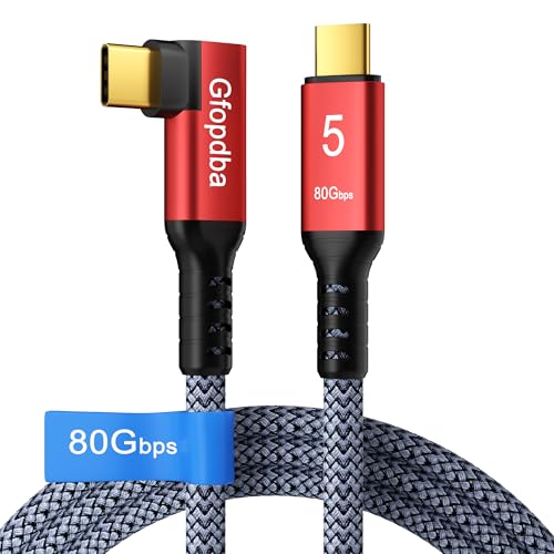 USB C Camera Tethering Cable for Right Angle Thunderbolt 5 Cable 5 FT, 120Gbps Bandwidth, 80Gbps, 240W, 8K@165Hz, 4K@540Hz for Thunderbolt 4, iPhone 17, USB4, Canon, Sony, Nikon, Fuji, Mac mini M4 - size: Right Angle 5FT