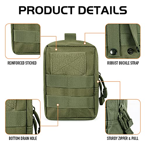 3 Pack Molle Pouch Combo Water Bottle Pouch Holder Tactical Molle Pouches Compact Utility Waist Bag Pack - color: Combo A:Green
