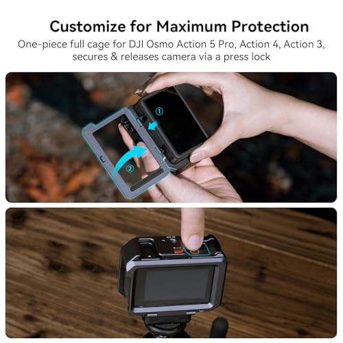SmallRig Action 5 Pro Action 4 Action 3 Camera Cage for DJI, Protective Cage Compatible for DJI Mic, Protective Frame for Osmo Action 5 Pro Action 4 Action 3-4119C