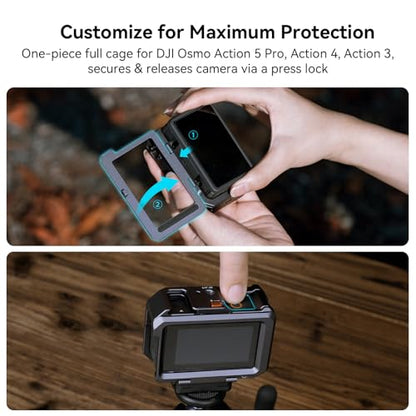 SmallRig Action 5 Pro Action 4 Action 3 Camera Cage for DJI, Protective Cage Compatible for DJI Mic, Protective Frame for Osmo Action 5 Pro Action 4 Action 3-4119C