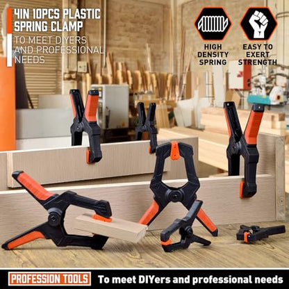 AMARTISAN 10-Pack Spring Clamps 4-inch, Heavy Duty Clips for Crafts, Backdrop Stand, Woodworking, Photography Studios, 2.56 Inch Mouth Opening - style: 4" Pack of 10