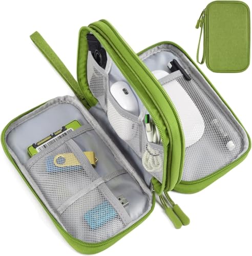 Electronic Organizer Travel Cable Accessories Bag, Electronic Organizer Case, Electronic Accessories Organizer Bag for Power Bank, Charging Cords, Chargers, Mouse, USB Cable, Earphones (Green) - color: Double Layer - Green