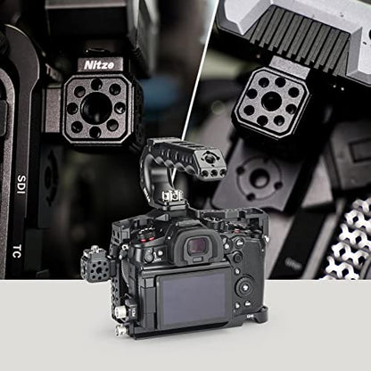 Nitze Camera Mount Cube Adapter (6-Sided) Universal Camera Mount with 1/4” Locating Holes, 3/8” Locating Holes, Cold Shoe Adapter, 1/4” Screws, 3/8” Screws and Locating Pins - N82B