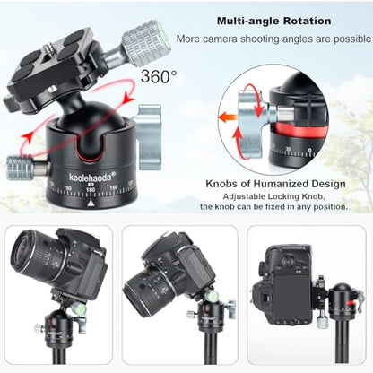 Koolehaoda Low Profile Ball Head, Panorama Tripod Head Arca Swiss QR Plate | Φ36mm 360° Metal Panorama, 1/4" Screw Arca Swiss Quick Release Plate, DSLR Camera Tripod Monopod, Max Load 33lbs / 15kg - color: 36mm Ball Head