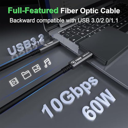 Fiber Optic USB C Cable Full-Featured Active Optical USB C to USB C Cord Compatible with Touch Screen Display,HD Business Meetings Solution,Webcams,Cameras,Projectors etc (CC-Fiber-30ft) - size: CC-Fiber-30ft