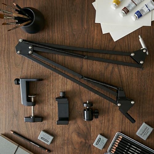 Overhead Phone Mount with Table Clamp – Stable Top-Down Phone Holder for Drawing, Tracing, Filming & Crafts – Adjustable Desk Clamp Stand for Creators