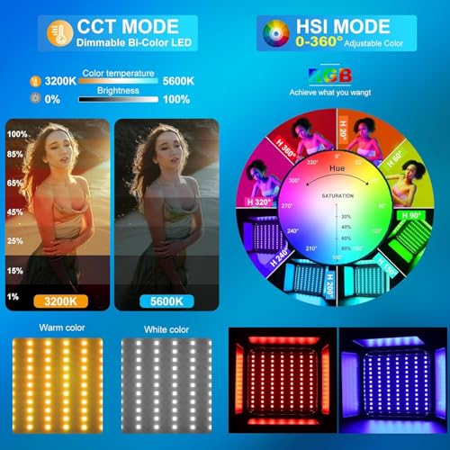 GVM RGB LED Video Lighting Kit, 800D Studio Video Lights with Panel, APP Control for YouTube Photography Lighting, , 3200K-5600K, 8 Kinds of The Scene Lights, 3 Packs