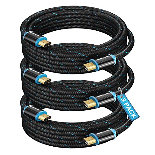Maximm Hdmi Cable 4K 10 Ft, 3 Pack, Braided, 18Gbps, Hdmi 2.0, Gold-Plated - color: 3 Pack, size: 10 Feet