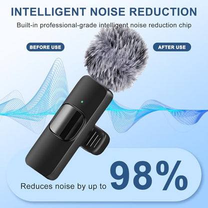 Labstandard 3-in-1 Wireless Lavalier Microphone for iPhone & Android - Studio Quality Sound with Noise Cancel, Plug & Play Mini Mic for Recording, Vlogging & Live Streaming
