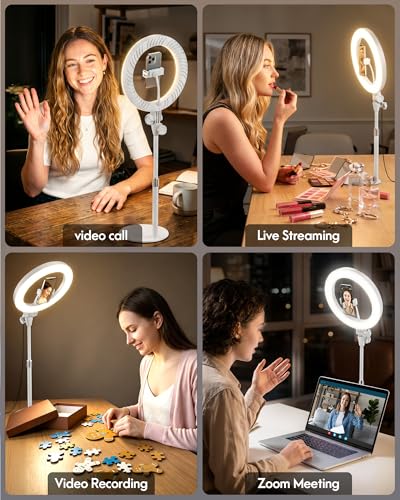 Desk Ring Light with Stand for Computer, Zoom Lighting for Computer, 30 Light Modes for Video Conference, Video Calls, Home Office, Desk Lighting for Video Recording, Podcast, Webcam, Stream