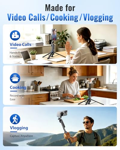 UBeesize 72” Auto Face Tracking Tripod for iPhone, MagSafe Selfie Stick with Remote, 360° Magnetic Phone Stand with Gesture Control for TikTok, Live Stream & Vlogging - size: 72-in