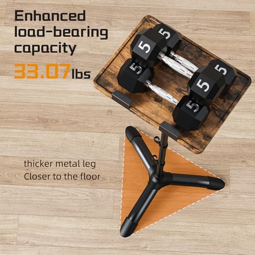ETHU Laptop Floor Stand Adjustable Height, One-Hand Adjustment Projector Stand Tripod with Safety Lock, Heavy Duty Laptop Stand for Home Office Studio, Walnut - color: Walnut & Black