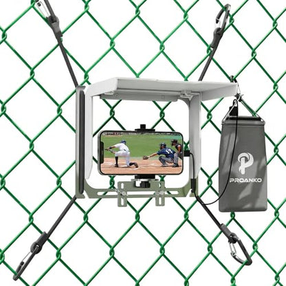 Game Changer Mounting Kit, Cell Phone Fence Mount with Shade and Power Bank Holder, Gamechanger Streaming Kit, Fence Phone Holder for iPhone GoPro Camera Mevo Start Recording Baseball Tennis Game - style: Game Changer Mounting Kit