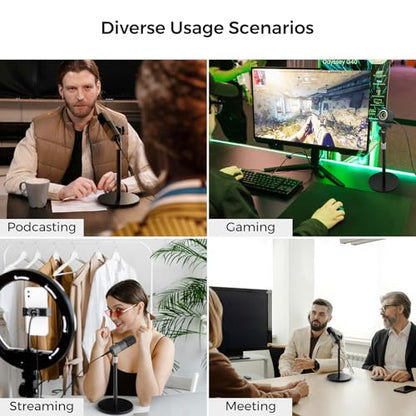 NearStream Webcam Stand for Desk with Round Weighted Base, Aluminum Desktop Stand with 360° Ballhead,10.2-17’’ Adjustable Height, Mount for Webcam/Mic/Light with 1/4" Thread, Max Load 3LB (AW-CZS-01)