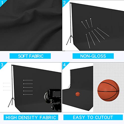 ISSUNTEX 10X20 ft Background Muslin Backdrop, Photo Studio, Collapsible High Density Screen for Video Photography and Television-Black - color: Black, size: 10X20 ft