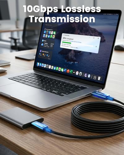 USB C Fiber Optic Cable 50 FT, 10Gbps Active USB C Cable with German SiliconLine Chip, USB 3.2 Gen2 Long Distance Zero Data Loss for Logitech 4K Camera,VR/AR,Video Conference,Webcam,Industrial System - size: 50FT