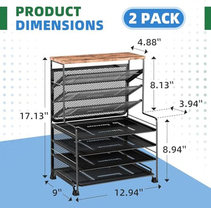 Simple Trending 8-Tier Desk File Organizer for Office, Home or School, Black